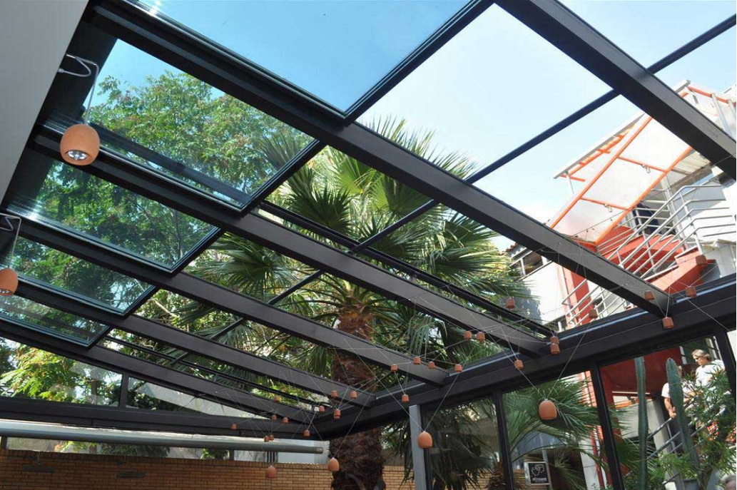 Glass roof skylights system